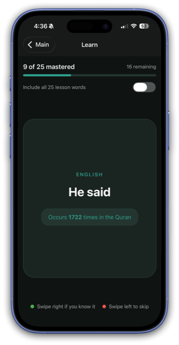 Tadabbur flashcard, English meaning
